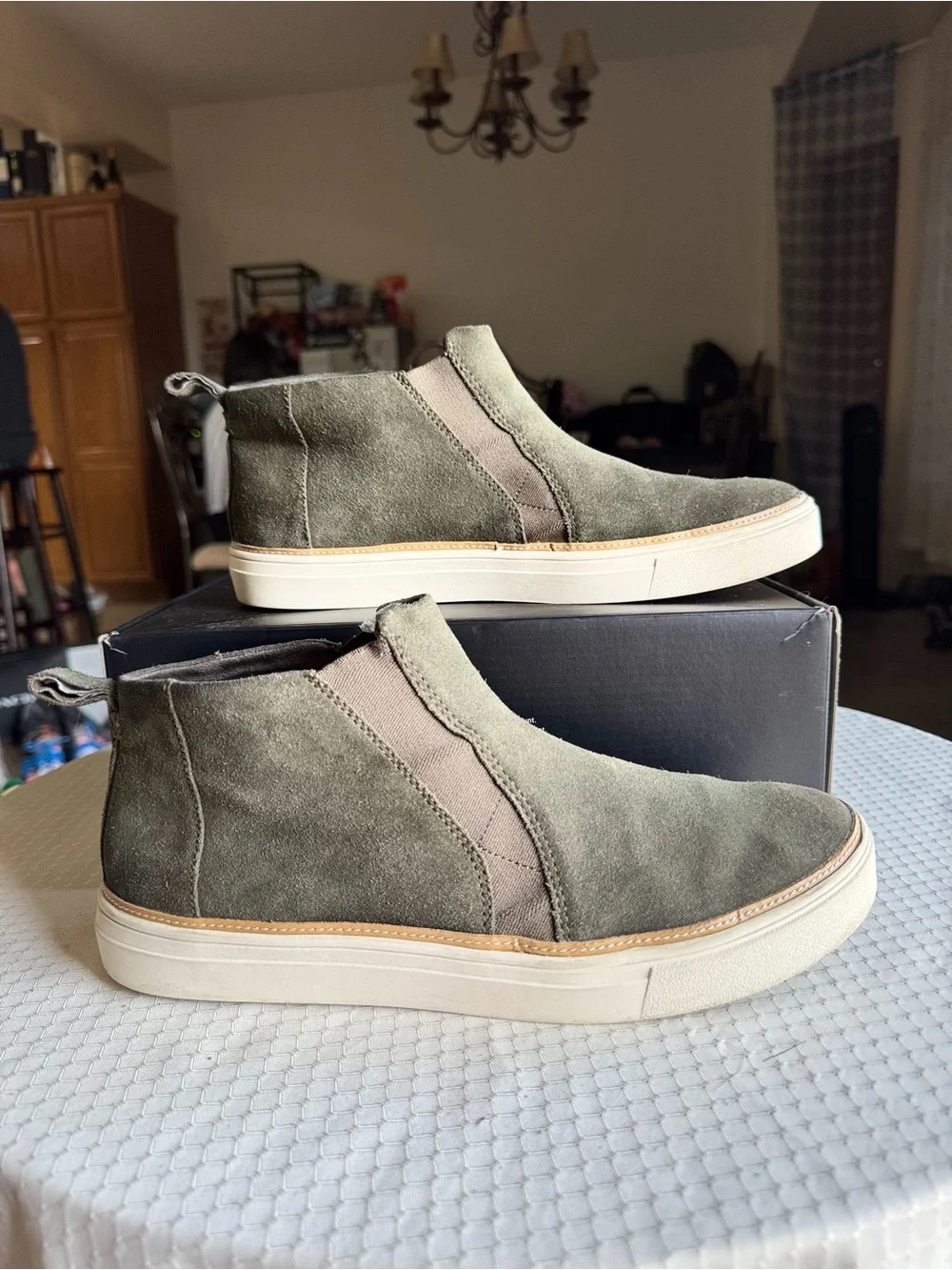 Toms Olive Suede Chukka Boots with White Sole